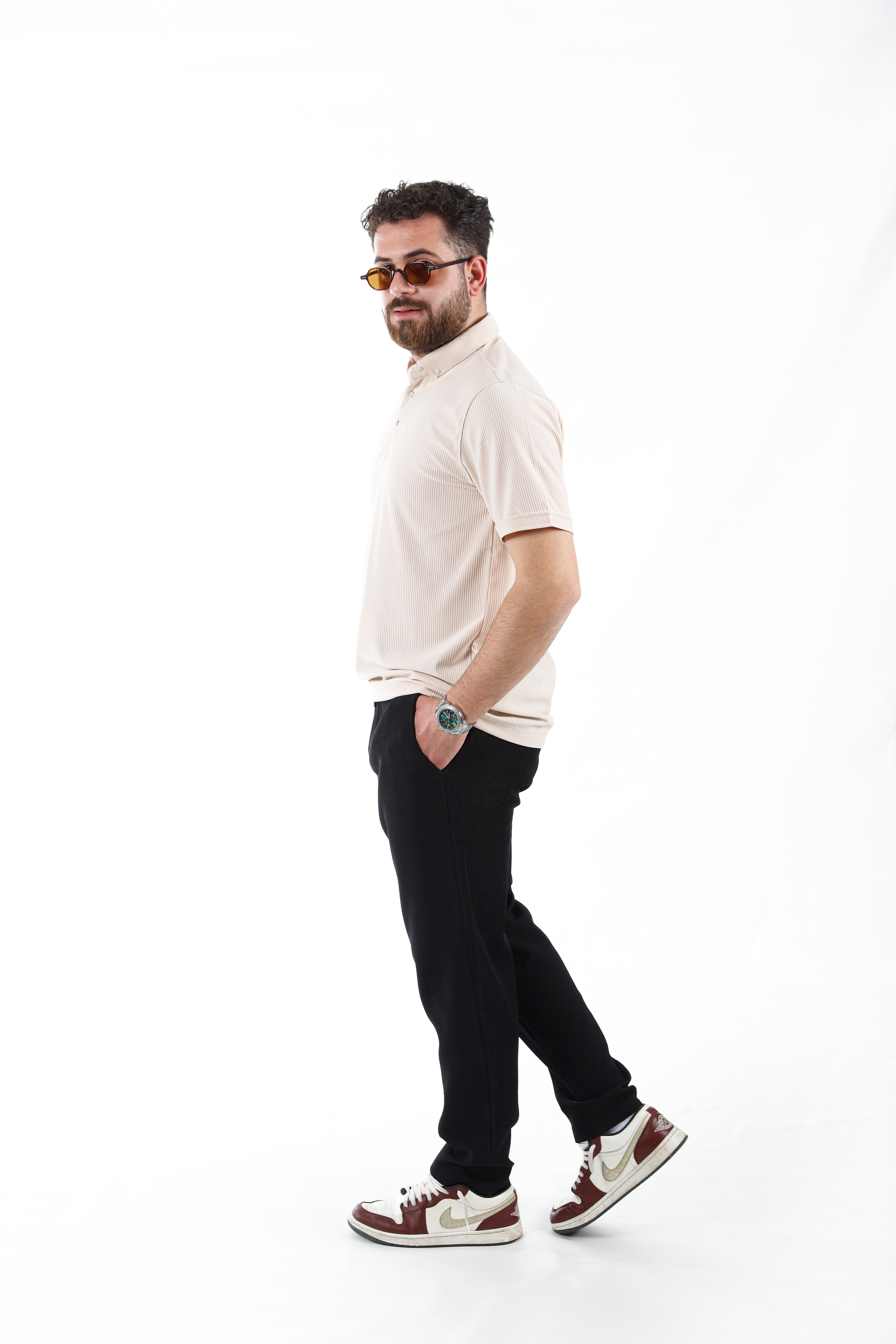 AÇIK KREM OTOBAN POLO YAKA T SHİRT - 8