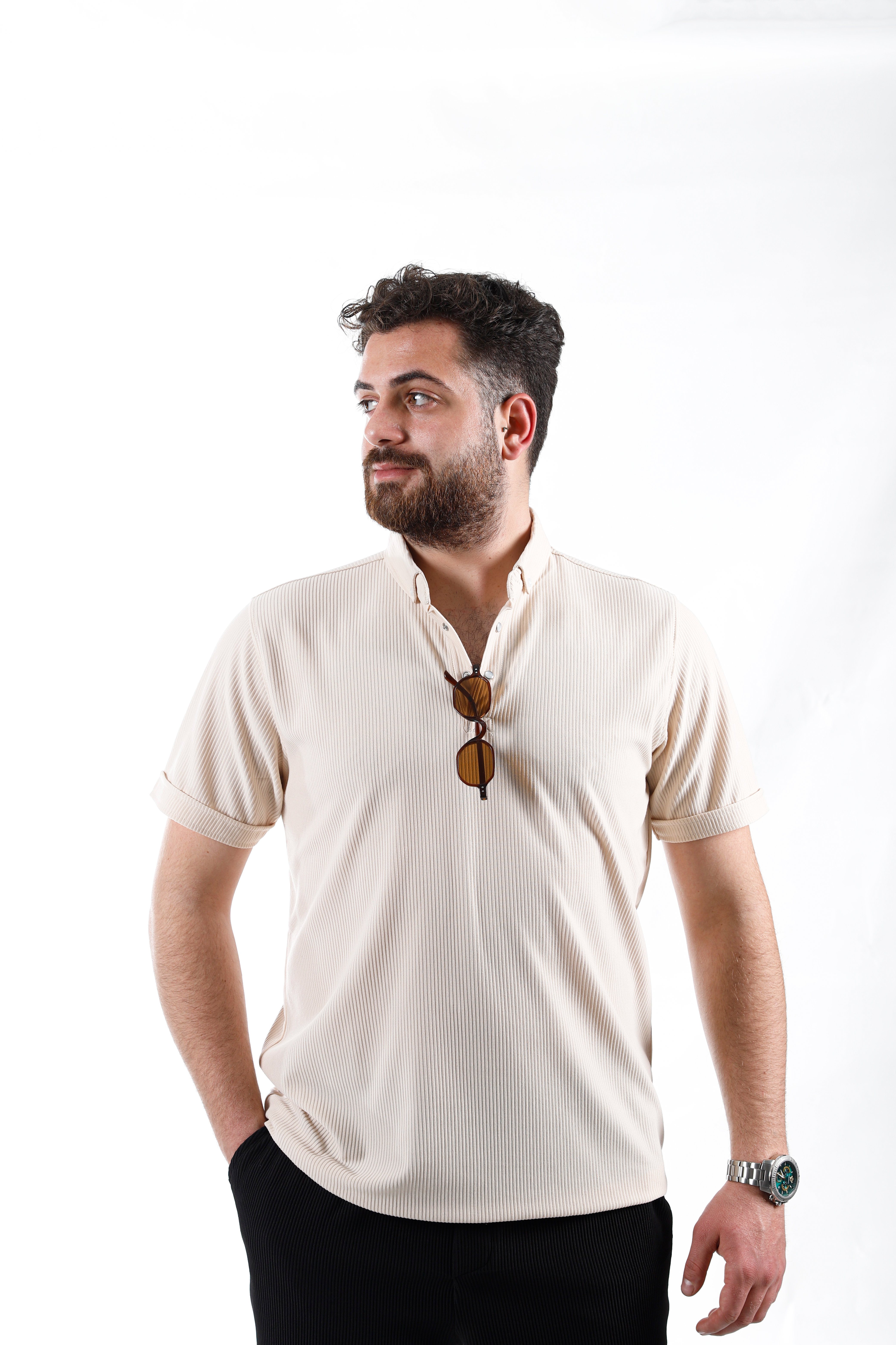 AÇIK KREM OTOBAN POLO YAKA T SHİRT - 9