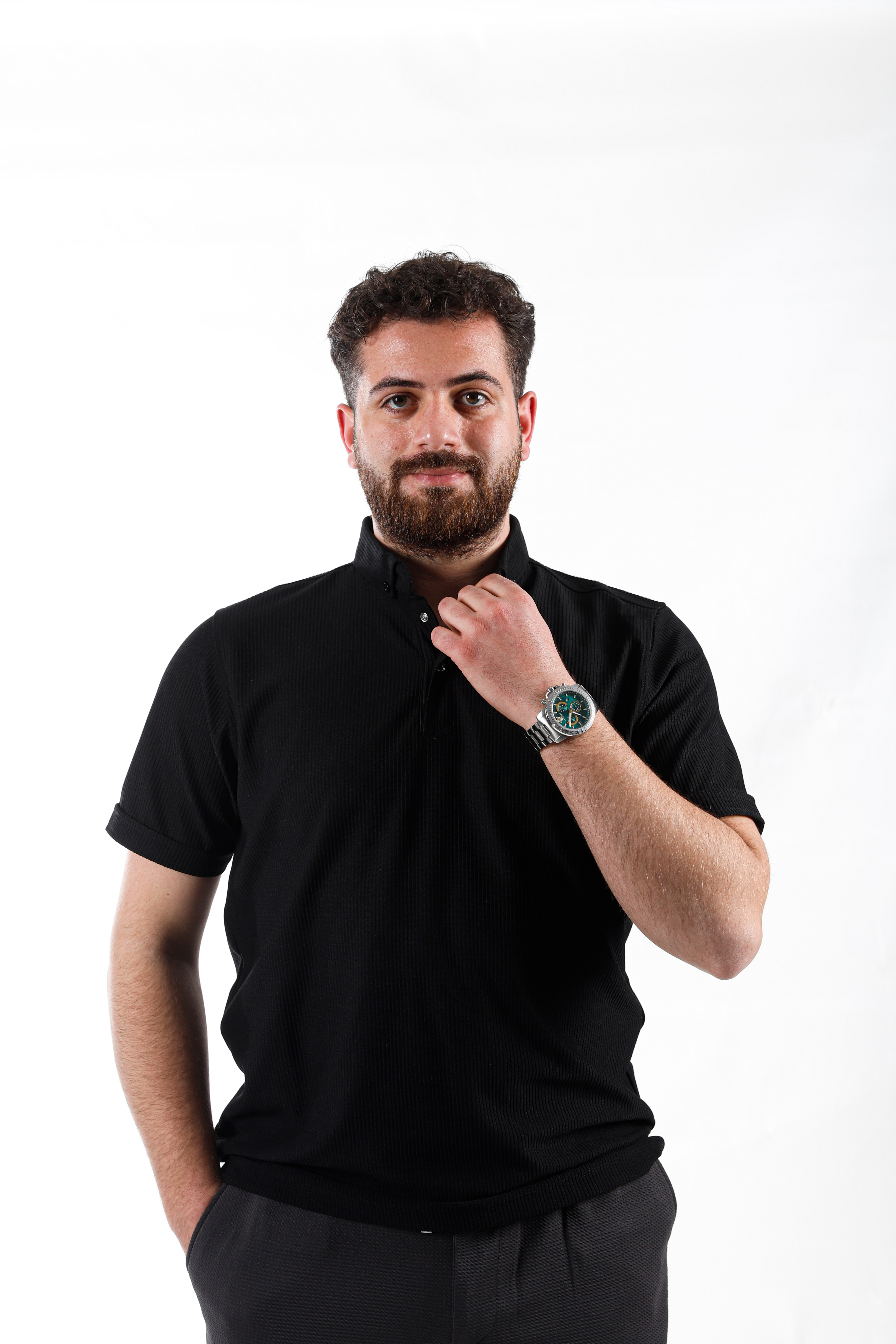 SİYAH OTOBAN POLO YAKA T SHİRT - 1